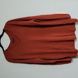 Staccato Women's V-Neck Long Sleeve Top - Burnt Orange